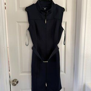 Tommy Hilfiger Navy Blue Belted Sleeveless Mini Dress